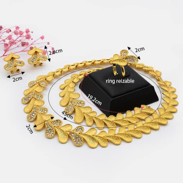 ANIID Jewelry Set Nigeria Luxury 24k Gold Plated Statement Necklace For Women Earring 2022 Wedding Free 1 1