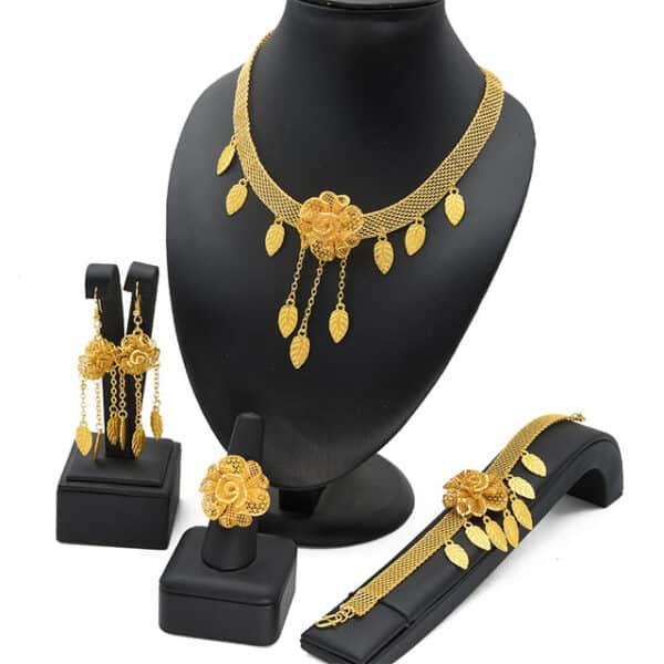 ANIID Luxury Dubai Jewelry Set For Women Flower With Tassel Gold Plated Big Nigerian Indian Bridal 1 1.jpg 640x640 1 1