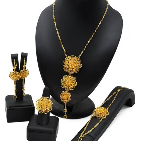 ANIID Luxury Dubai Jewelry Set For Women Flower With Tassel Gold Plated Big Nigerian Indian Bridal 3 1.jpg 640x640 3 1