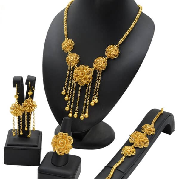 ANIID Luxury Dubai Jewelry Set For Women Flower With Tassel Gold Plated Big Nigerian Indian Bridal 5 1.jpg 640x640 5 1