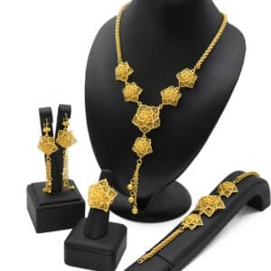 ANIID Luxury Dubai Jewelry Set For Women Flower With Tassel Gold Plated Big Nigerian Indian Bridal 6 1.jpg 640x640 6 1