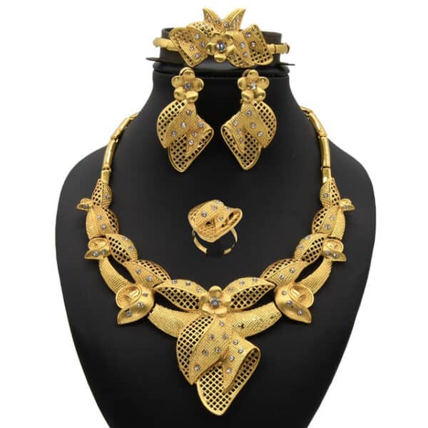 ANIID Nigerian Jewelery Set Wedding Jewelry For Women Dubai 24K Gold Plated Jewlery African Designer Earrings 4 1.jpg 640x640 4 1