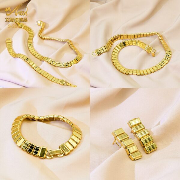 ANIID Nigerian Wedding Jewelry Set For Women Dubai African Luxury Chokers Fashion Necklace Earrings Bracelet Sets 3