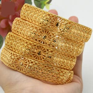 ANIID Women Charm Bracelet Bangle 24K Gold Color Jewelry Dubai Flower Bangle Brand African Designer Ethiopian 13 1.jpg 640x640 13 1