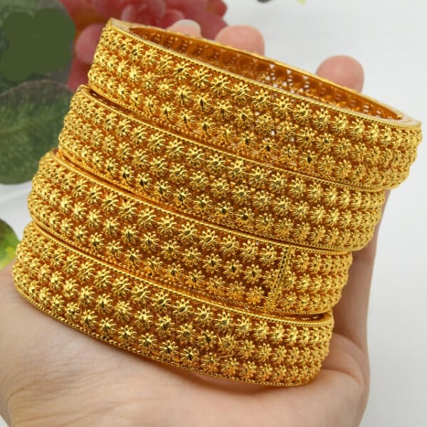 ANIID Women Charm Bracelet Bangle 24K Gold Color Jewelry Dubai Flower Bangle Brand African Designer Ethiopian 15 1.jpg 640x640 15 1