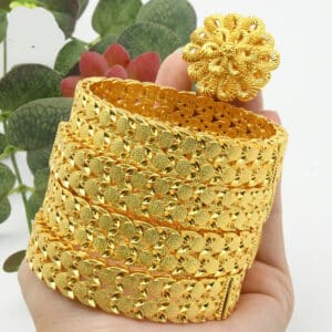 ANIID Women Charm Bracelet Bangle 24K Gold Color Jewelry Dubai Flower Bangle Brand African Designer Ethiopian 3 1.jpg 640x640 3 1