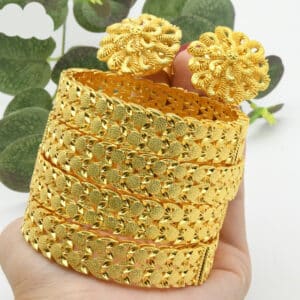 ANIID Women Charm Bracelet Bangle 24K Gold Color Jewelry Dubai Flower Bangle Brand African Designer Ethiopian 32.jpg 640x640 32
