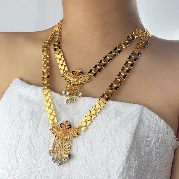 ANIID collar de lujo en capas para mujer colgante largo con borla chapada en oro joyer 5 1