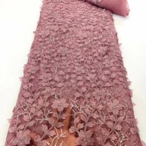 African 3D Lace Fabric 2022 High Quality Lace 5 Yards With Groom Beads Sequins Material Nigerian 4