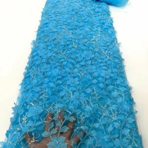 African 3D Lace Fabric 2022 High Quality Lace 5 Yards With Groom Beads Sequins Material Nigerian 5