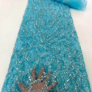 African Beaded Lace Fabric 2022 High Quality Groom Lace French Mesh Lace Fabric Sequins Nigerian Lace 5