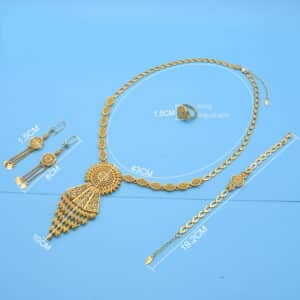 African Dubai Jewelry Set For Women 24K Gold Color Nigerian Wedding Necklace Bracelet Earring Set Jewelery 5 1