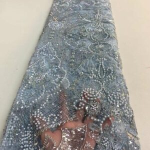 African French Lace Fabric Sequins High Quality 2022 Nigerian Stylish Pearl Embroidery Groom Fabrics Dress Material 2