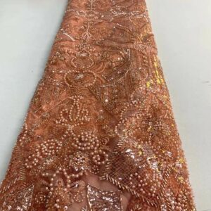 African French Lace Fabric Sequins High Quality 2022 Nigerian Stylish Pearl Embroidery Groom Fabrics Dress Material