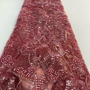 African French Lace Fabric Sequins High Quality 2022 Nigerian Stylish Pearl Embroidery Groom Fabrics Dress Material 5
