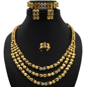 African Jewelry Set Multilayer Necklace Bracelet Square Earrings For Women Gold Color Dubai Wedding European Jewelery 1.jpg 640x640 1