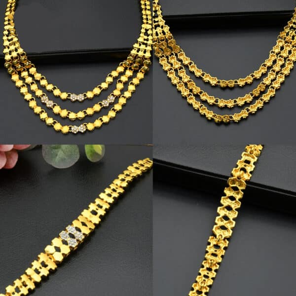African Jewelry Set Multilayer Necklace Bracelet Square Earrings For Women Gold Color Dubai Wedding European Jewelery 4 1