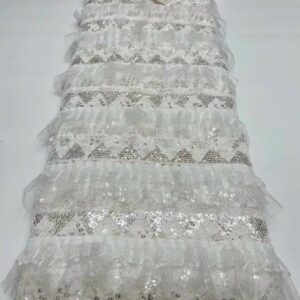African Lace Fabric 2022 High Quality Elegant Nigerian Sequins Net Embroidered French Tulle Lace Fabric 5