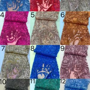 African Lace Fabric 2022 High Quality Lace Sequins Beaded Nigerian Lace Fabrics For Nigerian Wedding French 1