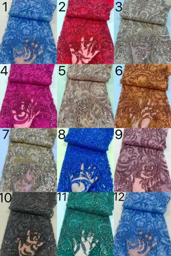 African Lace Fabric 2022 High Quality Lace Sequins Beaded Nigerian Lace Fabrics For Nigerian Wedding French 1