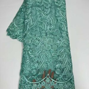 African Lace Fabric With Beaded High Quality French Net Tulle Lace Fabric Embroidery Nigerian Guipure Cord 5