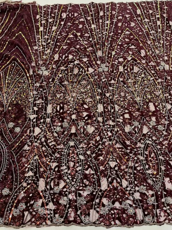 African Net Beaded Lace Fabric 2022 High Quality Lace Sequins French Tulle Lace 5 Yards Nigerian 1