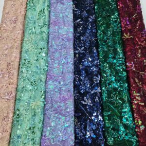 African Sequins Mesh Tulle Lace Fabric 2022 High Quality Eembroidery French Nigerian Lace Fabrics For Wedding 1