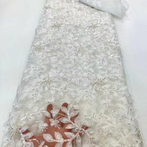 Beautiful African 3D Lace Fabric 2022 High Quality With Beads Groom Embroidery French Tulle Lace Nigerian 3