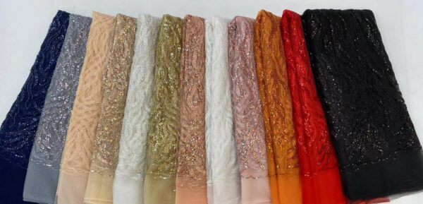 Black African Sequins Lace Fabric 2022 5 Yards High Quality French Nigerian Groom Lace Fabric For 1