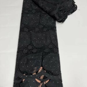 Black Guipure Lace Fabric African Cord Lace Fabric With Stones Nigerian Lace Fabric Water Souble Lace