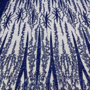 Blue African Groom Beads Lace Fabric 5 Yards High Quality French Tulle Sequin Lace Fabric Nigerian 1