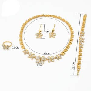 Butterfly African Jewelry Dubai Nigerian Jewellery Set Crystal 24k Gold Plated Wedding Necklac Bracelet Earring Set 5 1