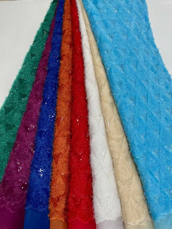 French Nigerian Net Mesh Lace Fabric 2022 African Tulle Tassel Lace Fabric High Quality Lace With 1