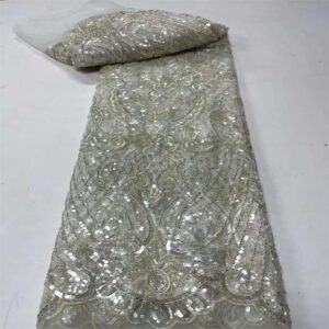 Gold African Groom Lace Fabric 2022 High Quality Sequins Lace French Nigerian Lace Tulle Mesh Fabrics 4