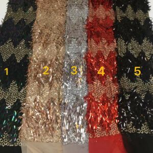 Gold African Sequined Lace Fabric 2022 High Quality Lace Material 5 Yards Latest French Nigerian Lace 3