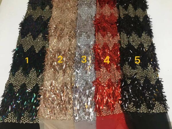 Gold African Sequined Lace Fabric 2022 High Quality Lace Material 5 Yards Latest French Nigerian Lace 3