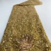 Gold French Groom Lace Fabric 2022 High Quality African Lace Fabric With Beads Sequins Nigerian Wedding
