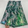 Green African Net Lace French Sequins Fabric 2022 High Quality Sequins Embroidery Tulle Lace Fabric For