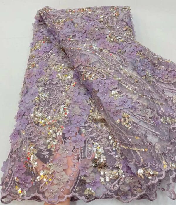 Groom Beads Sequins Lace Handmade Fabric Bridal French African Nigerian Latest Design High Quality Tulle 2022