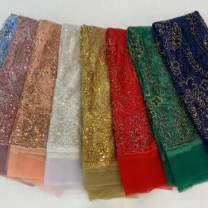 Groom Sequins Lace Fabric Embroidery 2022 5 Yards High Quality African Nigerian Tulle Lace Fabric For 2