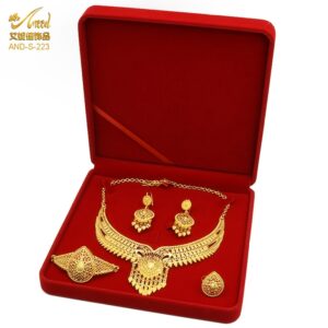 Indian Bridal Jewelry Set 24K Gold Color African Nigerian Necklace And Earring Set Ethiopian Bridesmaid Gift 5