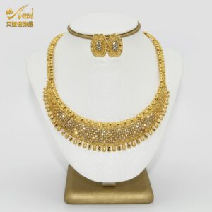 Jewelery Set Luxury Designer Nigerian Jewelry For Women Micronesian Necklaces Fashion Ethiopian Big Gold Plated Necklace 5
