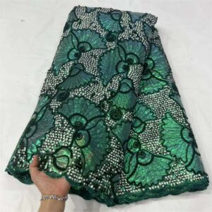 Latest African Brocade Jacquard Lace Fabric 2022 High Quality Gilding Lace Material Nigerian Sequins Lace Fabric 2