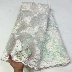 Latest African Brocade Jacquard Lace Fabric 2022 High Quality Gilding Lace Material Nigerian Sequins Lace Fabric 4