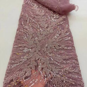Latest African Handmade Beads Groom Lace Fabric 2022 High Quality Sequins Lace Fabric French Nigerian Lace 3