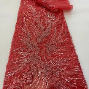 Latest African Handmade Beads Groom Lace Fabric 2022 High Quality Sequins Lace Fabric French Nigerian Lace 5