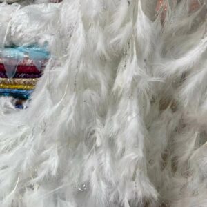 Latest African Lace Fabric High Quality 3D Feather French Tulle Lace Sequins Feather Embroidered Lace Fabric 2