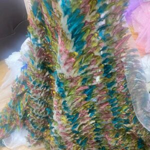 Latest African Lace Fabric High Quality 3D Feather French Tulle Lace Sequins Feather Embroidered Lace Fabric 5