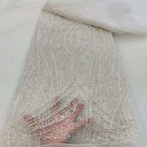 Latest French Beads Lace Fabric 2022 High Quality Lace Embroidery African Sequins Tulle Lace Fabric Nigerian