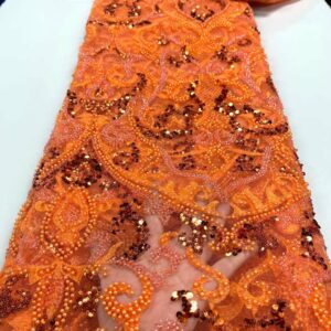 Luxurious Nigerian Handmade Beads Lace Fabric 2022 High Quality Sequins Beaded Embroidery African French Lace Fabric
